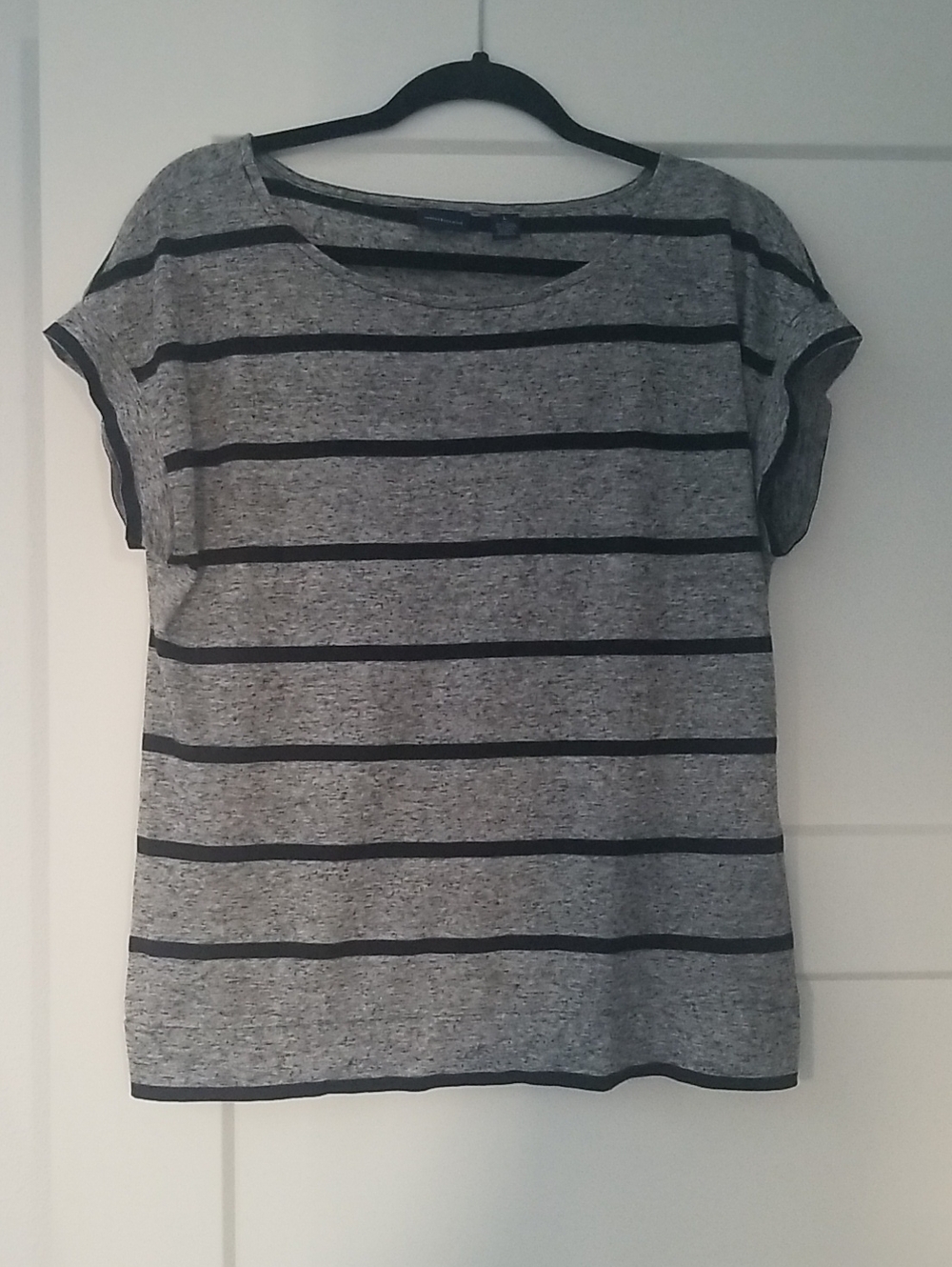 Westbound Grey Tee with Black Horizontal Stripes